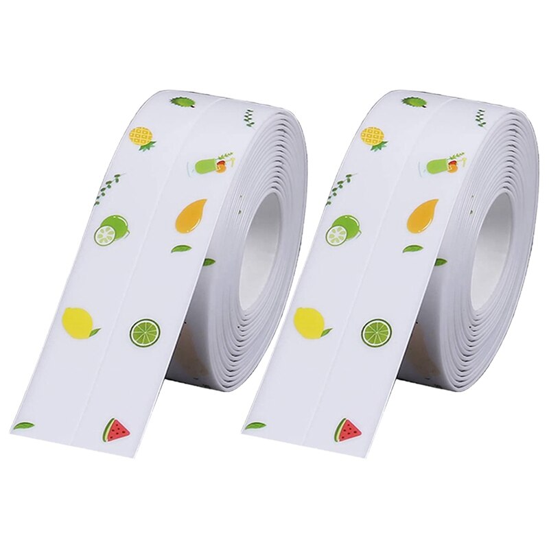 2PCS Caulk Strip PVC Self Adhesive Waterproof Caulking Sealing Tape Caulking Tape for Kitchen Sink Toilet and Bathtub