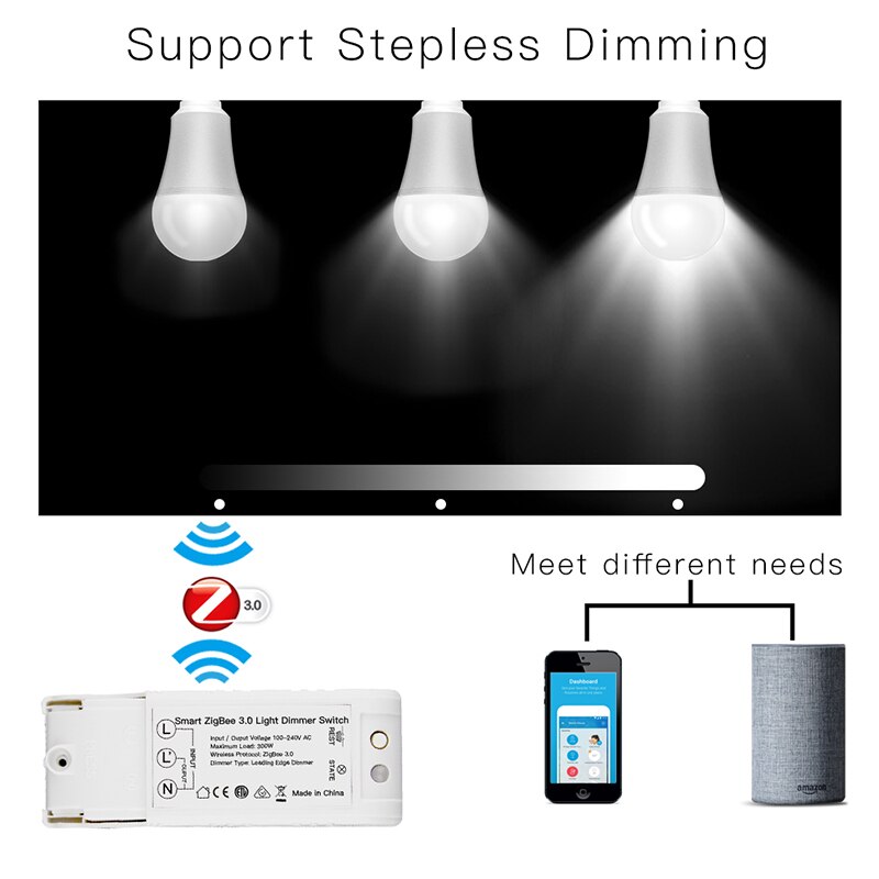 DIY Zigbee Smart Home Automation Dimmer Switch Remote Control Work with Echo Plus Alexa SmartThings Fit for Most Zigbee 3.0 Hub