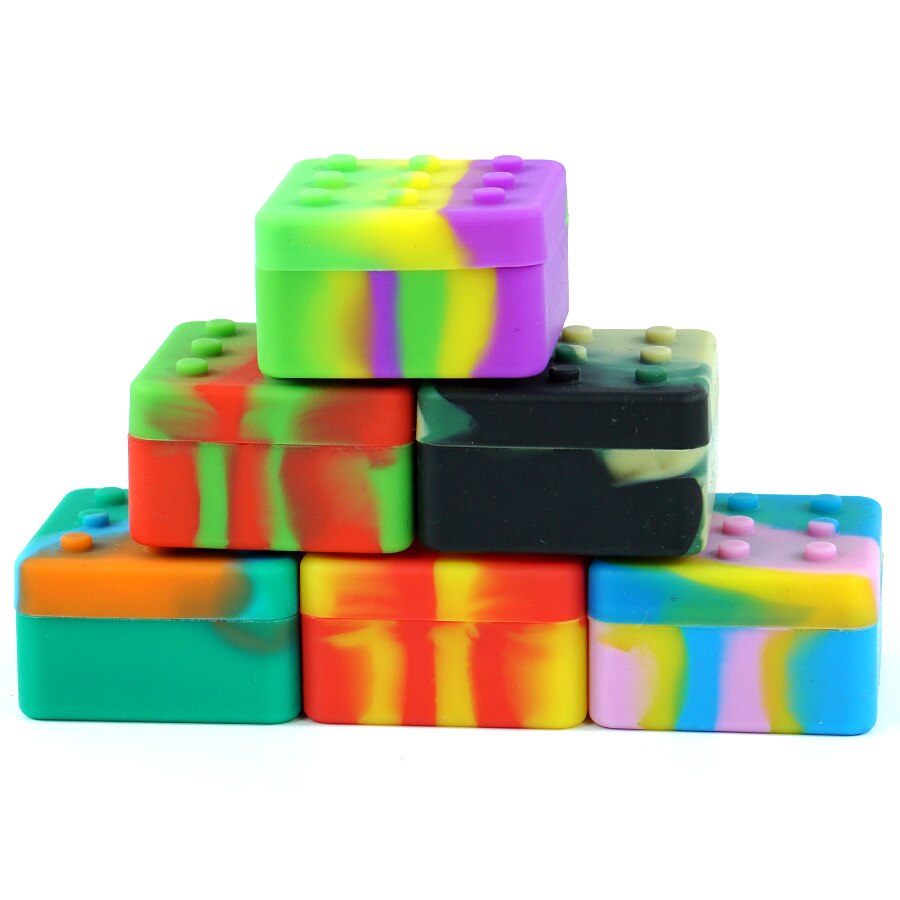 1pc 4+1 26ml Non-stick Silicone Container Colorful Food-grade Silicone Oil Box Reusable Silicone Herb Wax Jar Kitchen Gadget: Random Color