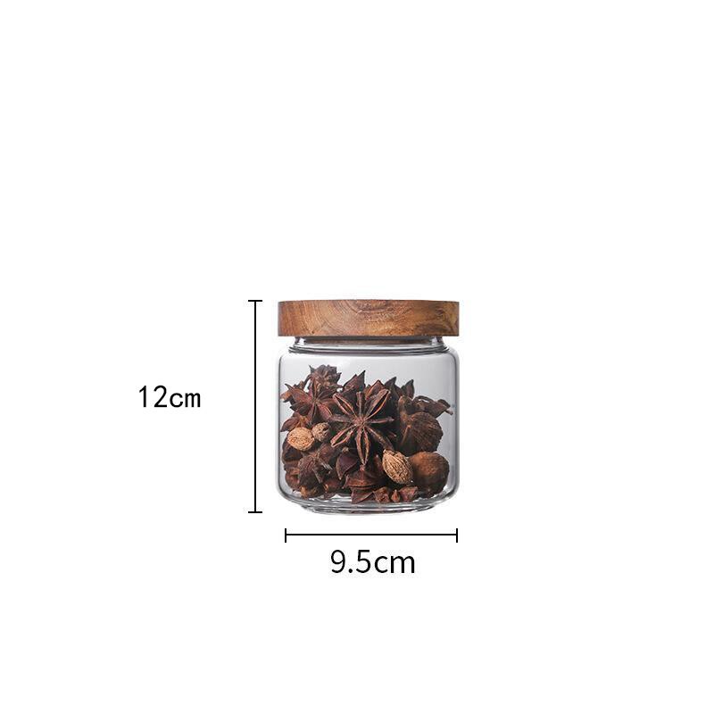 Frascos de vidrio sellados con tapas de bambú para café, Navidad, dulces, galletas, botellas de almacenamiento a prueba de humedad, recipientes de vidrio resistentes al calor: 9.5x12cm