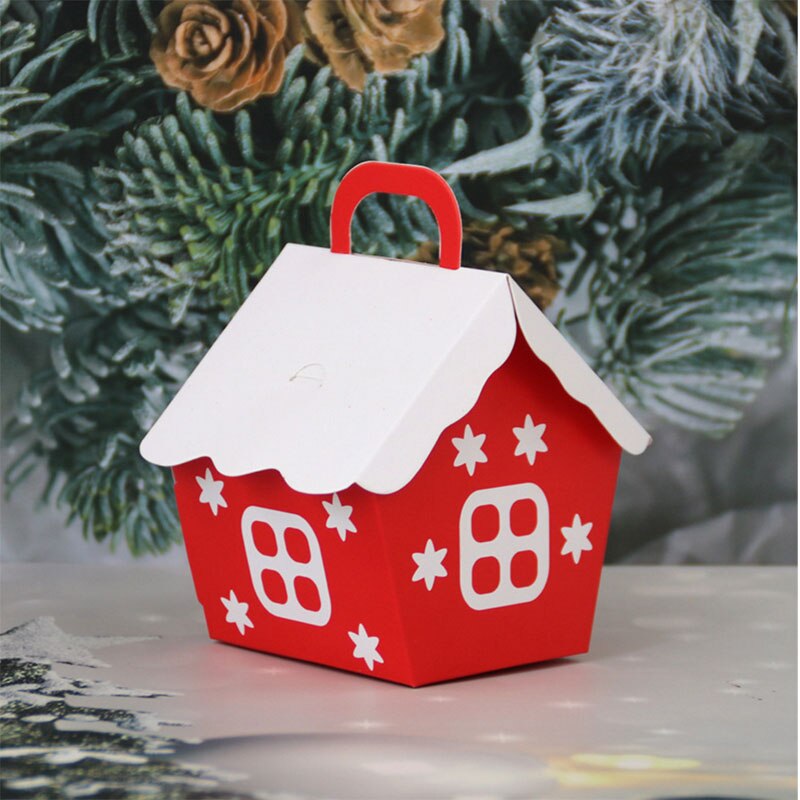 10pcs casa em forma de caixa de bolo kraft papel natal biscoito caixas de presente ano novo favores caixas para biscoitos deleites