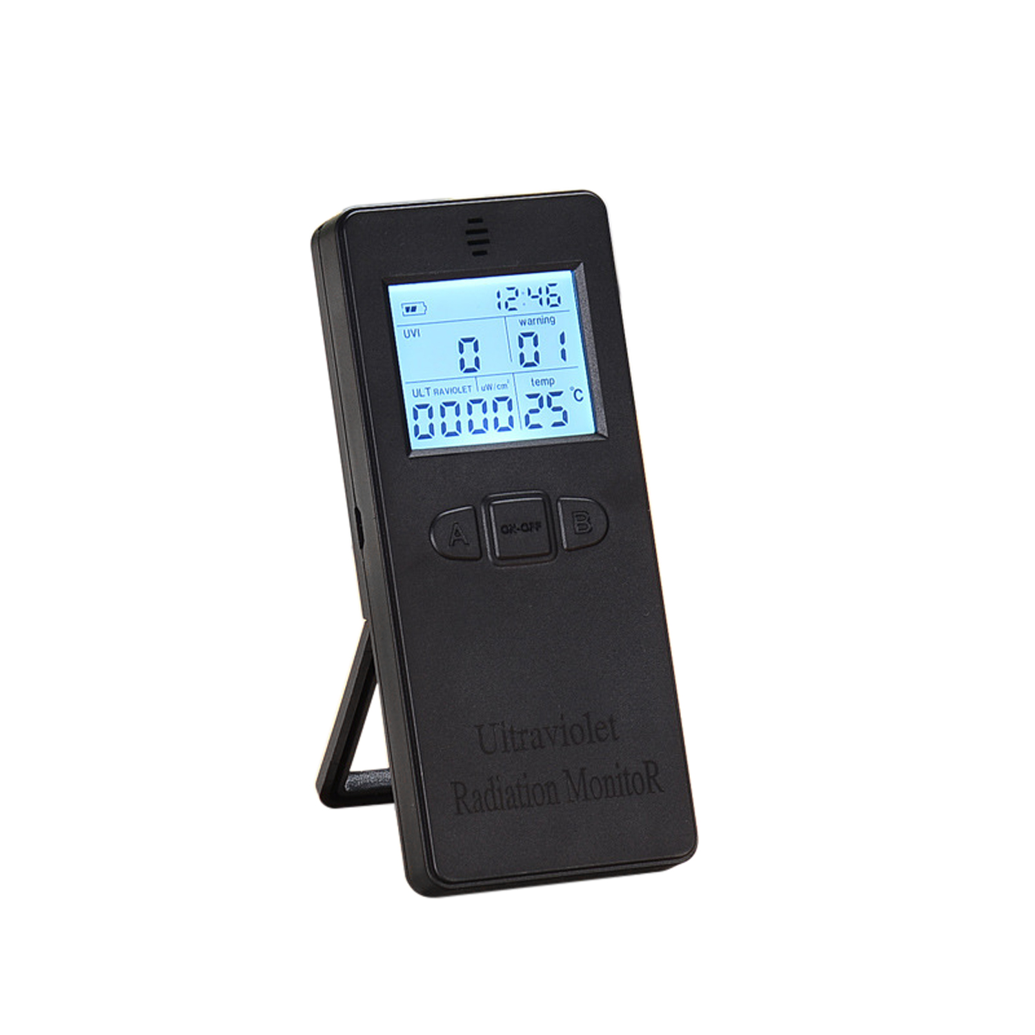 Portable Digital UV Ultraviolet Radiation Detector UV UVI Meter Radiometer Tester with Time and Temperature Display