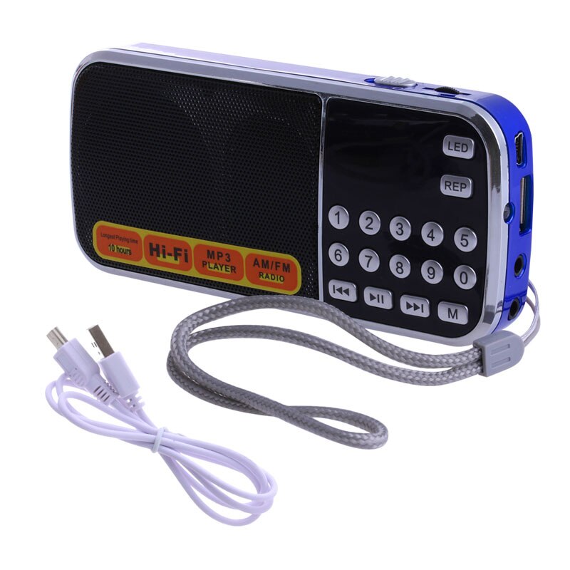 Mini LCD Ontvanger Digitale FM AM Radio Speaker USB Micro SD TF Card Mp3 Speler: Blauw