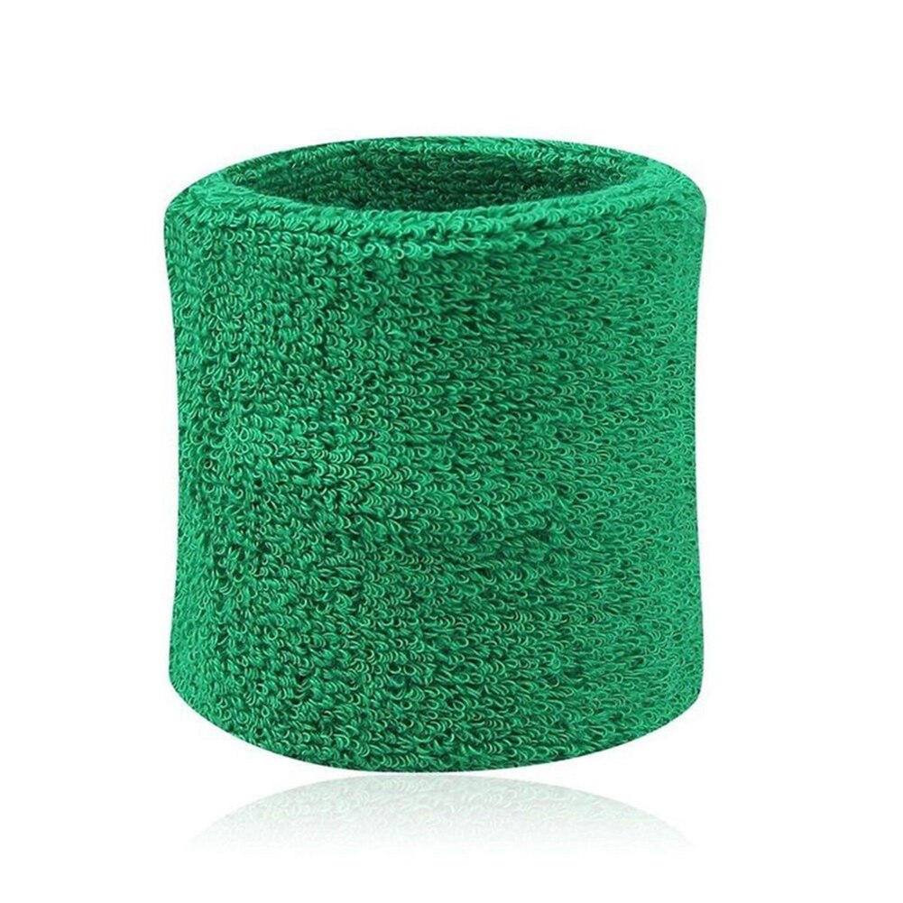 2Pcs Cotton Wristbands Wrist Band Bands Sweatbands Sweat Band for Sport Tennis: Green