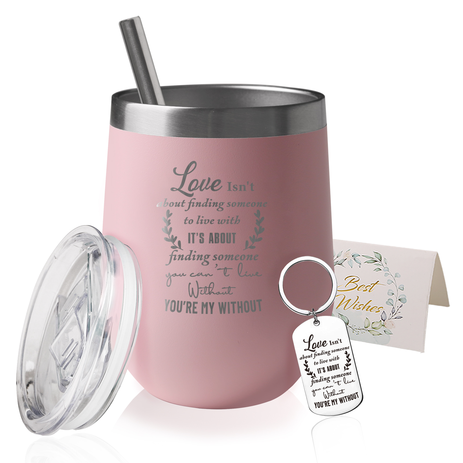 Taza Termo rosa de acero inoxidable con tapa y pajita, taza interesante, You Are My Heart, My treasure, impresión para compañero, 12oz: PAL927