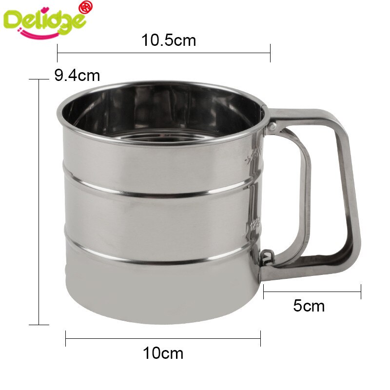 Delidge 1 pc mesh bloemzeef roestvrijstalen bekervormige bloemzeef maaswijdte bloemzeef mechanische bakpoedersuikerstrooier