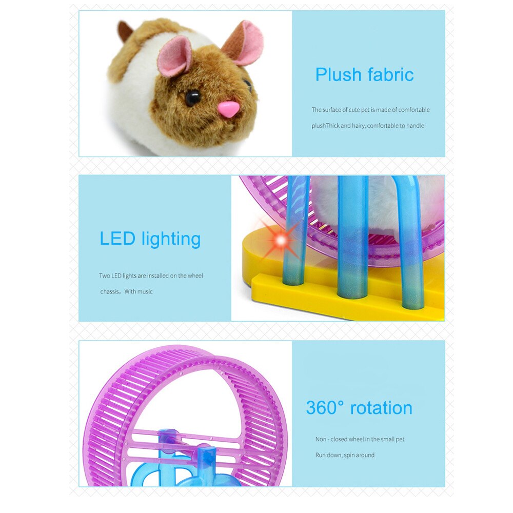 Hamsters para correr inteligentes, Material seguro, música, plástico, eléctrico, LED, multifunción, luces geniales jaula carrera