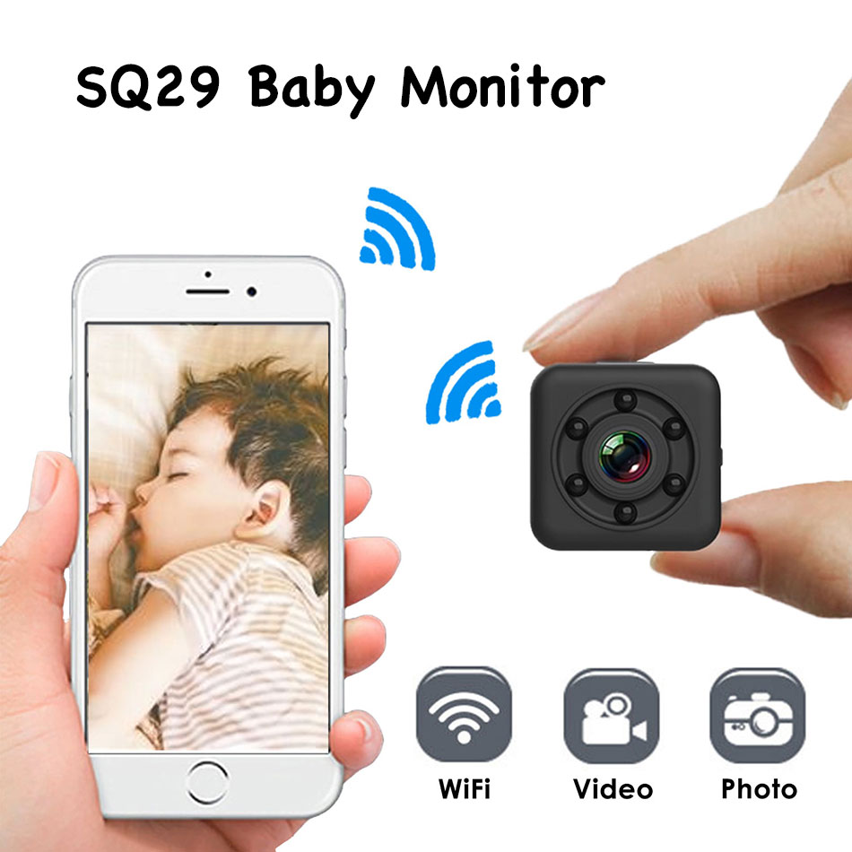 SQ29 Baby Security Monitor 480P Wifi Ip Camera Baby Nanny Beveiliging Camera Nachtzicht Draadloze Video Recorder Ondersteuning Tf kaart