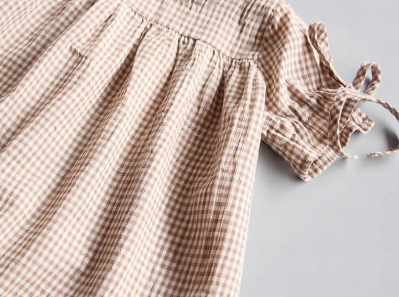 Camisas a cuadros para niñas, novedad de verano , holgadas, de ocio, con puño de blusa para bebé, camisa con cordones, ropa para niños de 1 a 5 años, LT020