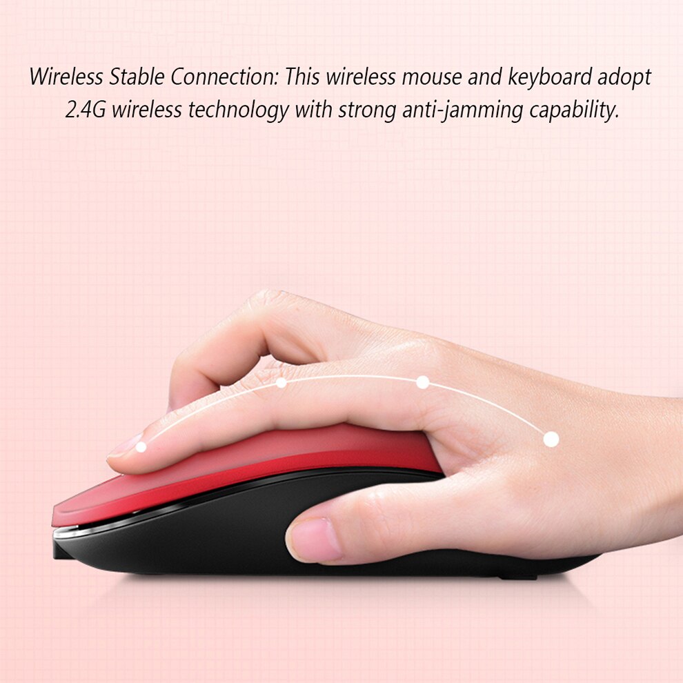 Jelly Comb Rechargeable Wireless Keyboard Mouse Combo for Laptop Computer Home Portable Office Full Size Keyboard Mute Click