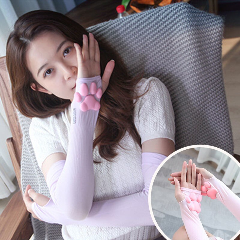 Gants patte de chat 3D en Silicone, mitaines sans doigts pour chaton mignon, gants pour femmes et filles, manches de Cosplay d&#39;halloween, Protection UV contre le soleil