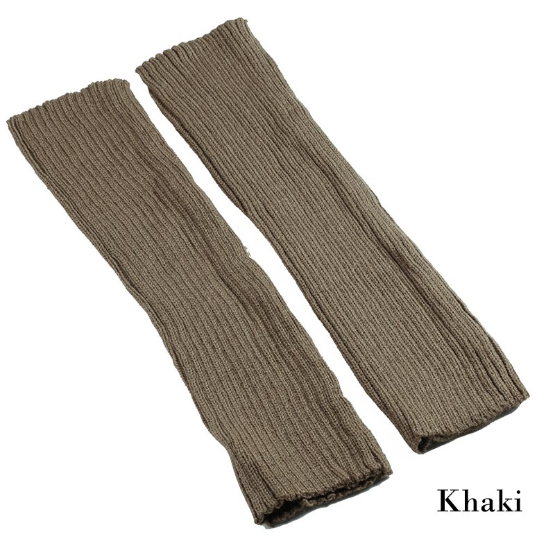 Punk Solid Black Cool Knit Long Socks Women Outdoor Knee High Elastic Leg Warmers Lady Warm Slim Gothic Hip-hop Rock Sock: Khaki