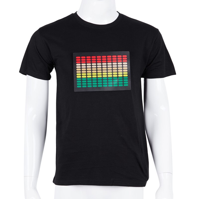 Los hombres de sonido activado Led de camiseta luz intermitente de Disco de Rock ecualizador de manga corta Led T camisa