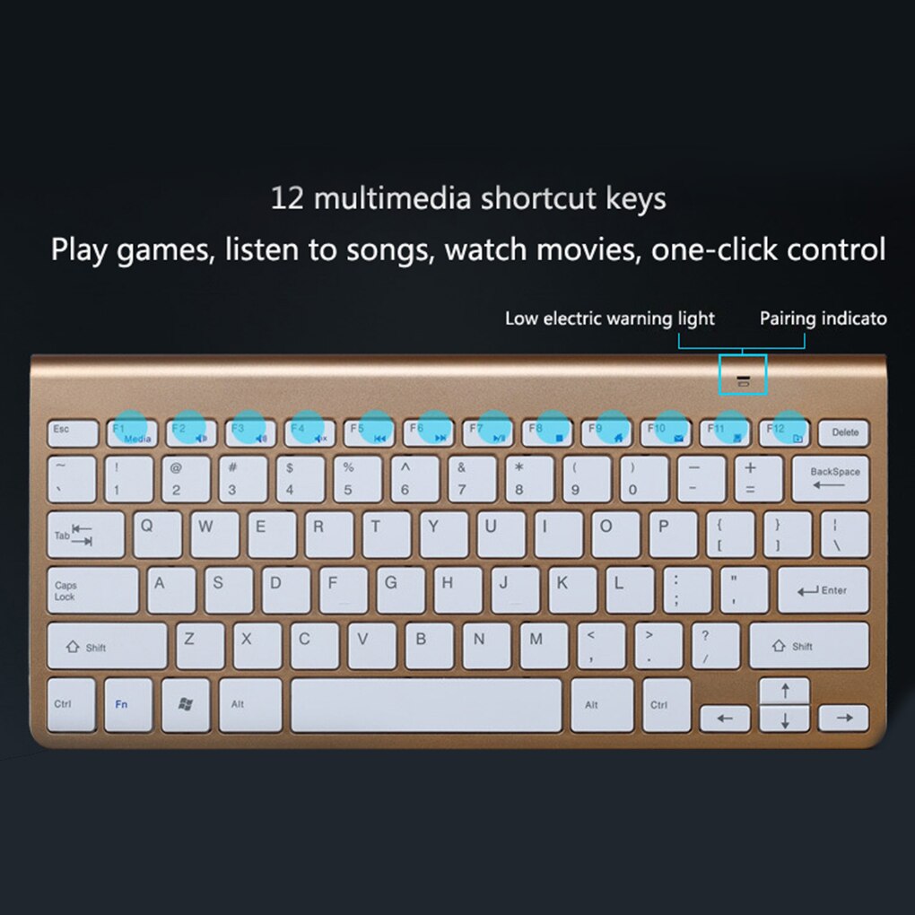 Ensemble Mini-clavier et souris sans fil portable 2.4G, pour ordinateur portable, Mac, ordinateur de bureau, Smart TV, PS4