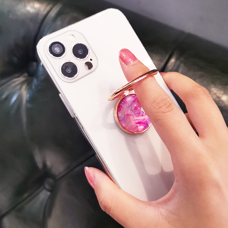 Rose gold metal finger phone holder for iPhone X 8 7 11 12 Pro 360 degree marble pattern phone holder for Samsung phone holder