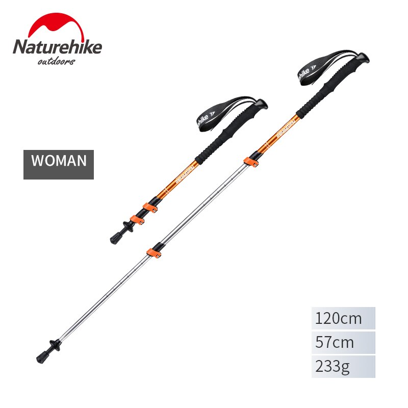 Naturehike ultralett trekking foldestang aluminiumslegering alpenstocks vandring pinner camping familie alpenstocks menn gutt: Kvinner oransje