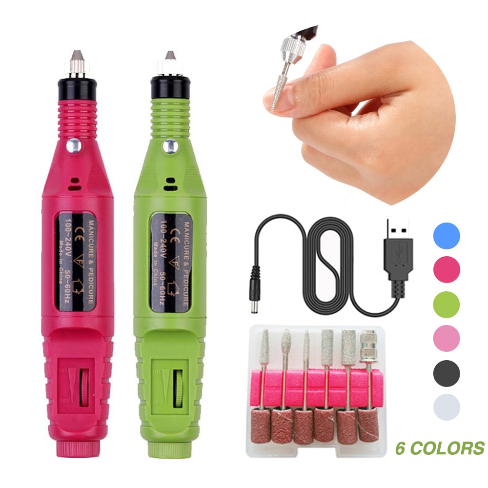 Apparecchi elettrici per Manicure Pedicure USB Macchina Del Trivello Del Chiodo Della Cuticola Remover Gel Unghie Artistiche Punte da Trapano Fresatura Rettifica Frese E Taglierine Per Micro SIM