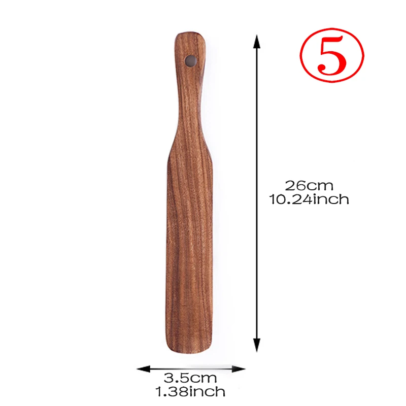 7 Stks/set Teak Natuurlijke Houten Servies Lepel Pollepel Turner Rijst Vergiet Soep Skimmer Koken Lepel Scoop Keuken Herbruikbare Tool Kit: Watermelon Red