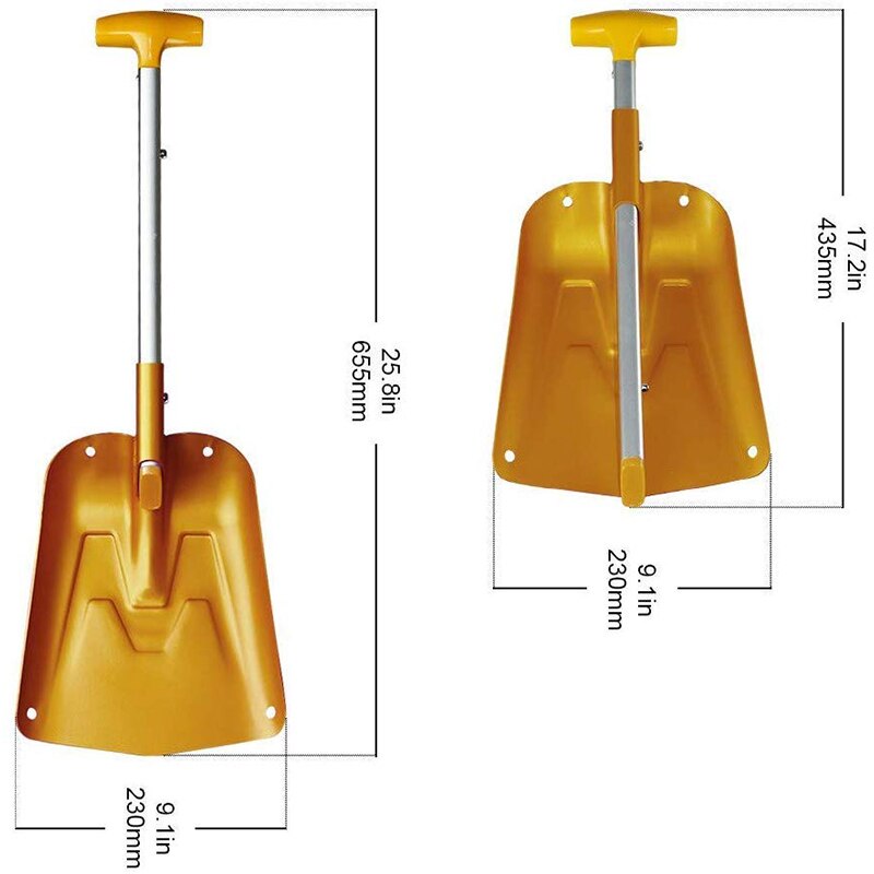 Pala de nieve Plegable ligera, pala de emergencia de aluminio ajustable portátil, pala de invierno telescópica plegable para coche, C