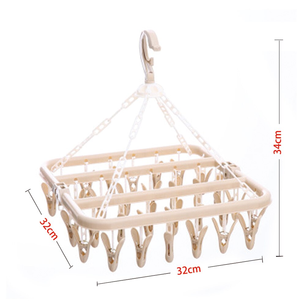 32 Pegs Flexible Hanging Rack Socks Washing Laundry Dryer In/outdoor Folding Multifunctional Underwear Hanger