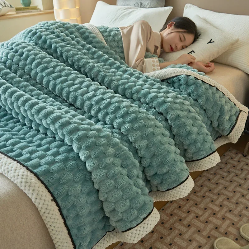 Superzachte geruite deken Warme pluche dekens voor bedden op de slaapbank Gooi deken Kantoor Dutje Trooster Sprei Koningin Quilt: Queen / Army Green