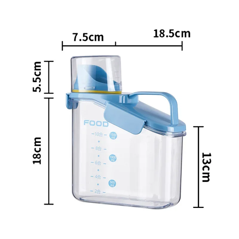 Grandes tasses doseuses à bec verseur pour céréales, stockage compact des aliments secs, transparent, laqué fl.oz, 1,5 l: Violet