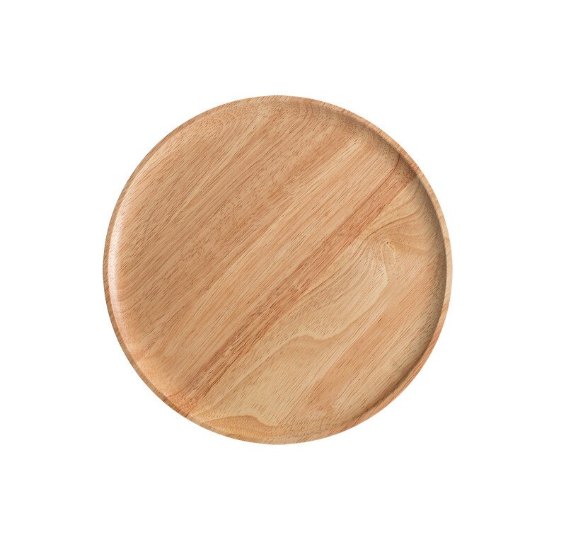 Novelty Wood Dinner Plate Wooden Dessert Serving Tray Round Oval Solid Plates Fruit Dishes Saucer Tea Dinnerware Tableware Set: Rubber wood / L