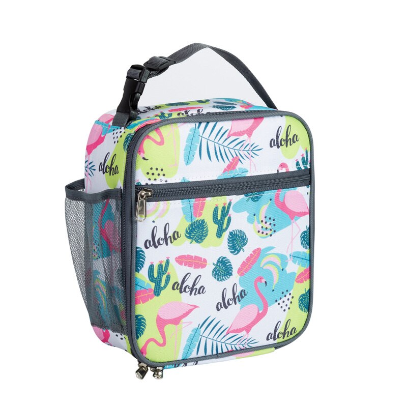 Heopono Portable BPA free Fitness Cool Box Boys Girls Children Thermal Lunch Box Kids Animal Printing School Insulated Lunch Bag: Flamingo bag--A / Large Size