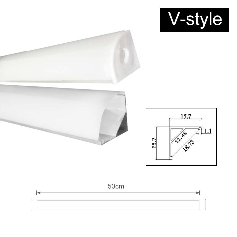 Claite 30cm 45cm 50cm uv yw tre stil aluminium kanalholder til ledet stripe lys bar under skap lampe kjøkken 1.8cm avlet