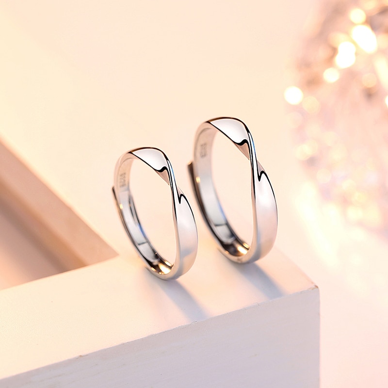 Lover Ringen 100% Echt 925 Sterling Zilveren Ringen Trouwringen Mobius Ring Paar Ring Voor Valentijnsdag Aanwezig