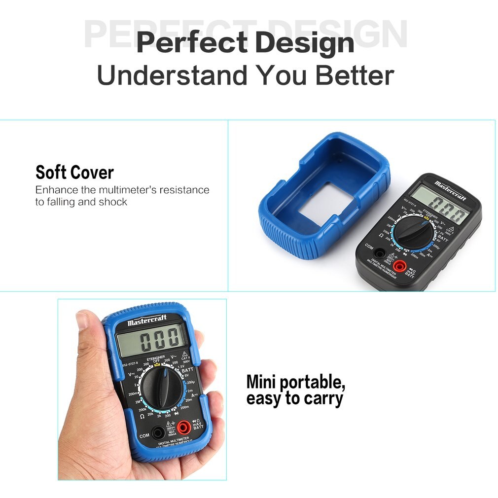 JTW-833 Handheld Mini Digital Multimeter 1999 Counts AC/DC Volt Diode Battery Tester Ammeter Voltmeter Multifunction Multimeters