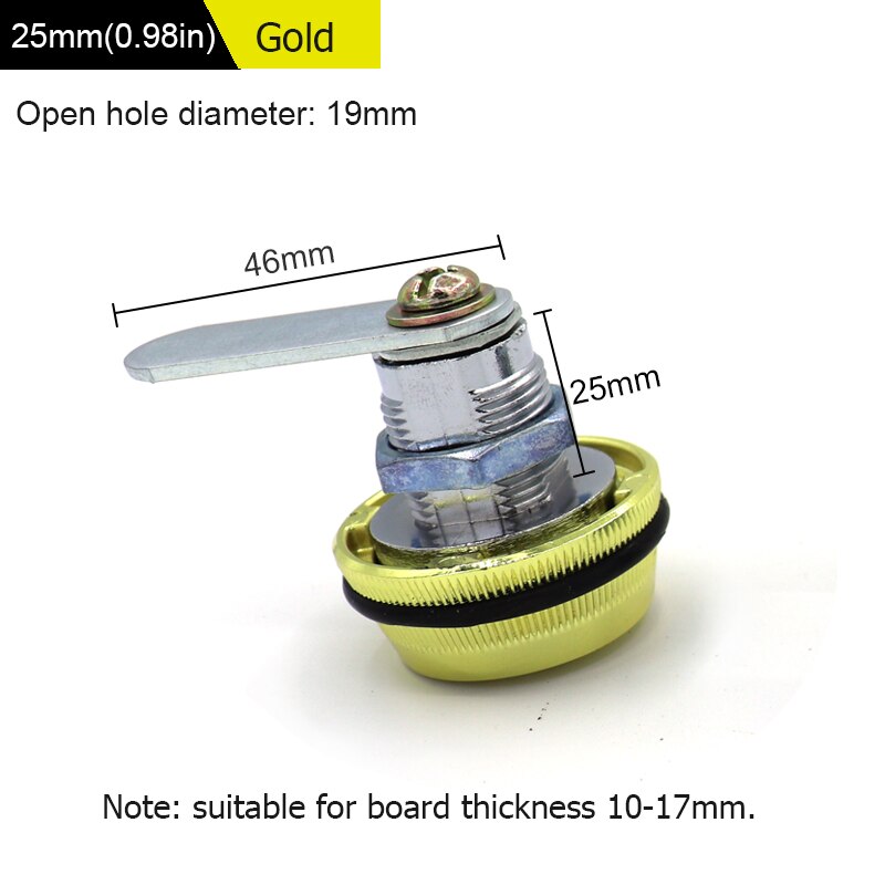 WHDT 3 digit security combination mailbox password coded lock zinc alloy cam lock locker for cabinet drawer storage unit: 25mm gold