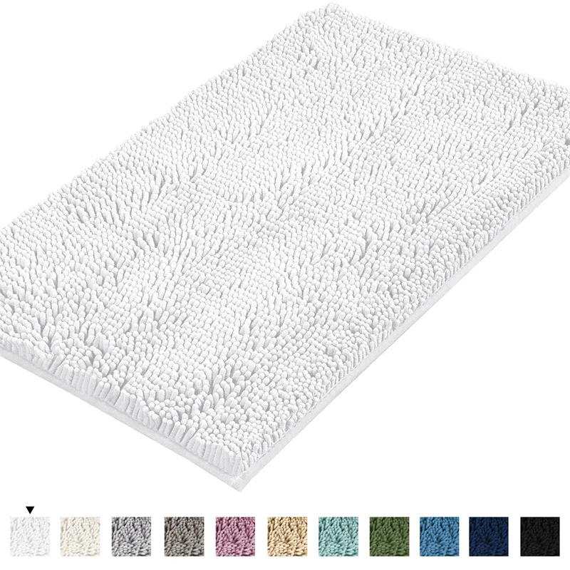 Chenille Carpet Soft Pluch Bedroom Bedside Rugs Absorbent Non-slip Bathroom Accessories Foot Mats Entrance Door Mat Home Decor: 45x70+45x140cm / WHITE