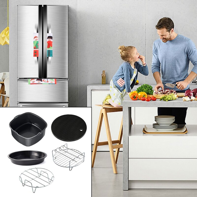 5 Pcs 6" Square Air Fryer Cake Bucket Baking Pan Accessories Home Kitchen Bar Supplies Practical Cookware Set ​Cake pizza