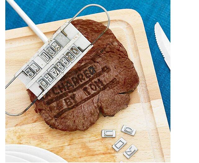 Organboo 1 setti pihvi lihagrilli bbq lihabrändäys silitysrauta vaihdettavilla kirjaimilla bbq työkalutarvikkeet vaihdettavat 55 kirjainta