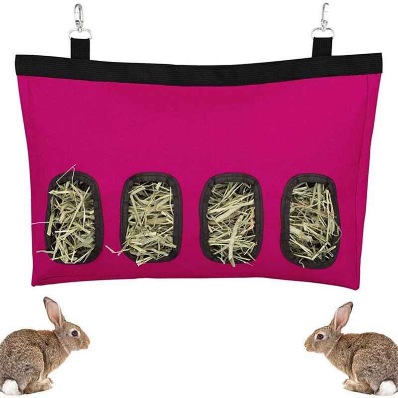 Alimentador de conejillo de indias y conejo Para mascotas, Bolsa de heno colgante, Bolsa pequeña, suministros Para mascotas, Bolsa Para Premios: Pink L