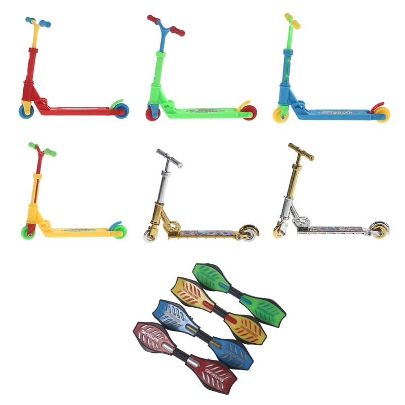 Mini Skateboard en plastique pour enfant et adulte, 10 pièces/ensemble, jouets de bureau, alliage métal couleur argent, Scooter, touche, pour garçon