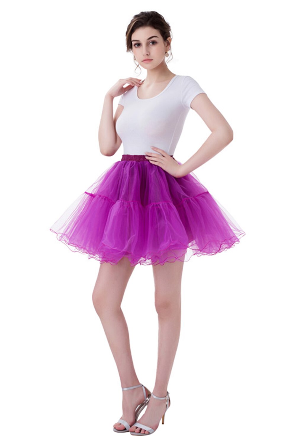 Jupon court Tutu en Tulle pour femmes, jupe-sous-jupe en maille plissée, robes de danse de Ballet, , en Stock: VIOLET