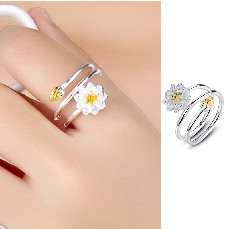 Koreaanse Charm Zilver Kleur Daisy Lotus Bloem Armband &amp; Bangle Voor Vrouwen Bruiloft Partij Sieraden Браслет: Ring 1