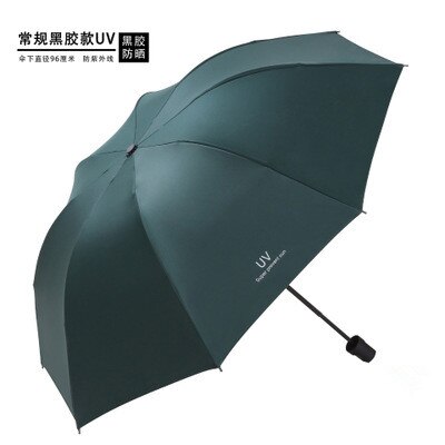 1ps Anti-Uv ins frauen stil Automatische Regenschirm 3-fach Sonnig regenschirm Beschichtung Regen Schicht Winddicht Tragbare Regenschirme 50%: Regular ArmyGreen