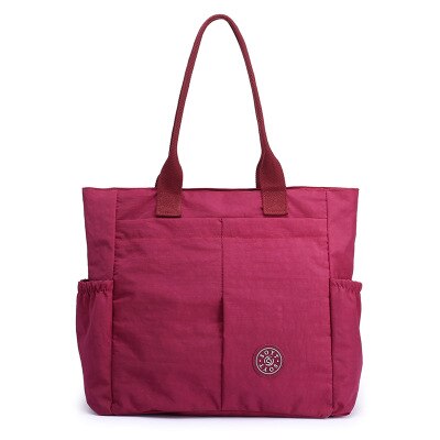 10 farger kvinners uformelt lerret stor kapasitet vanntett lett skulderveske håndveske mamma bag: varmt rosa