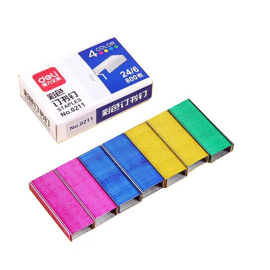 800/box NO.0211 Colorful Stainless Steel Staples Metal Staple Office Binding Supplies 1.2*0.6cm Stationery