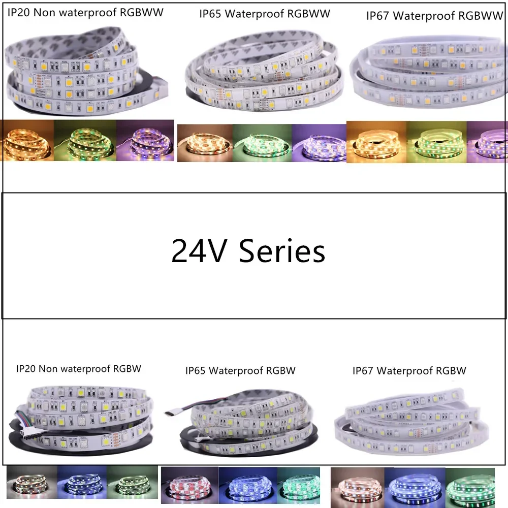 Smd 5050 Rgb Led Strip Waterdicht 5M 300LED Dc 12V 24V Cct Rgbcct Rgbw Rgbww Wit Warm wit Fita Led Licht Strips Flexibele