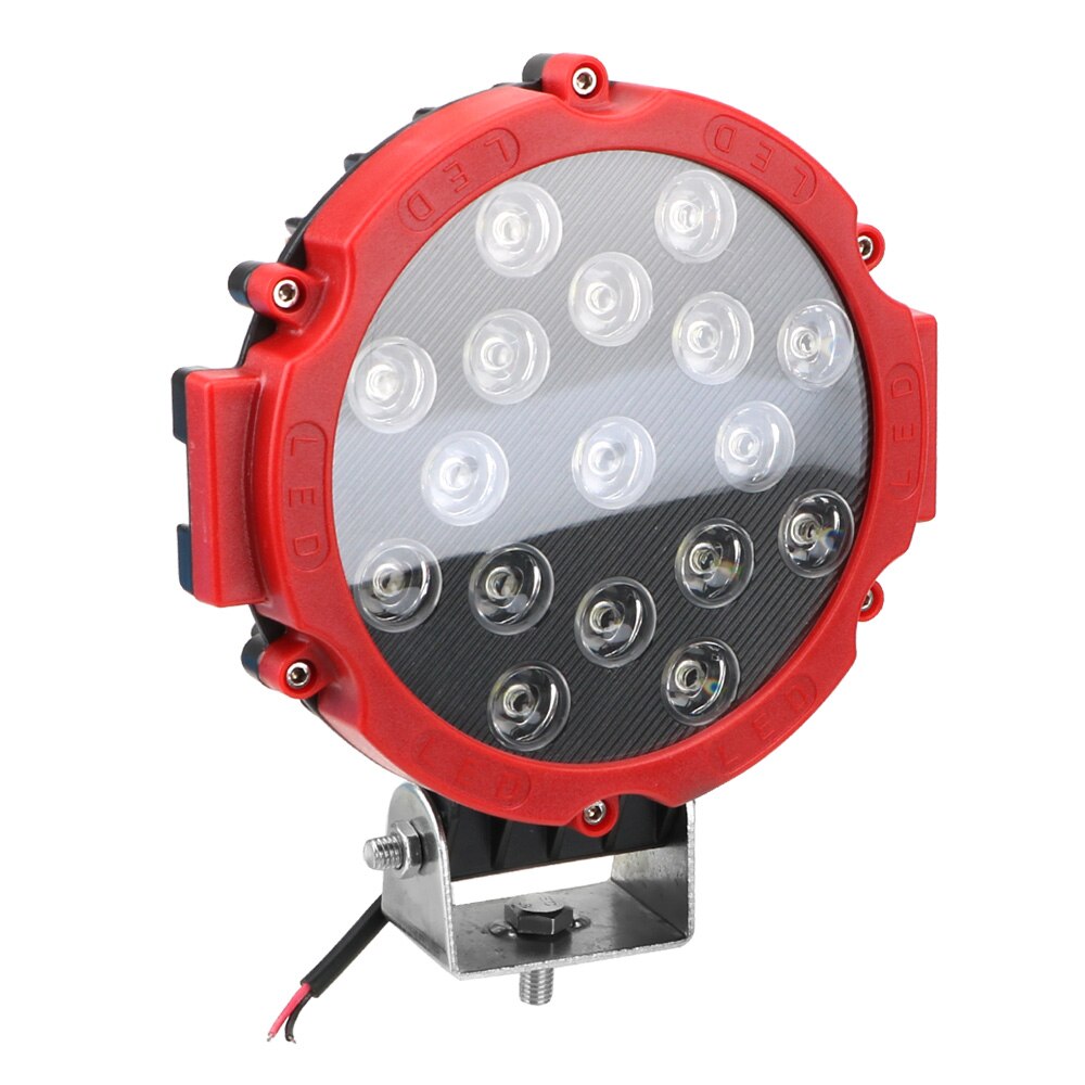 Kohdevaloautomallinen 7 tuuman pyöreä led-valopalkki kuorma-auton traktoriin 4 x 4 off road 51w led työvaloajovalo: Punainen