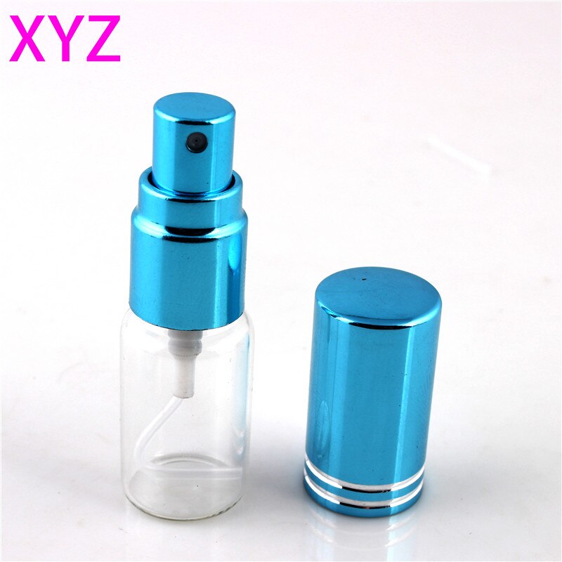 XYZ-Mini flacon de parfum Portable vide en verre avec atomiseur contenant pour cosmétiques de voyage, 5 pièces, 5 ML ou 10 ML: 5ML / Bleu ciel