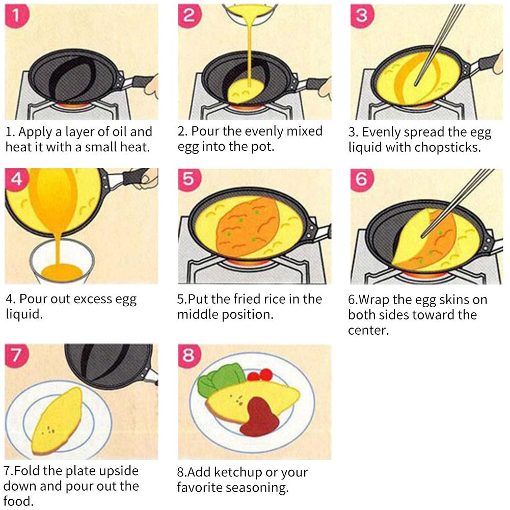 Omelet Rijst Pan Platte Anti-aanbak Koekenpan Restaurant Ei Dumplings Omelet Rice Mold Omurice Mold Non-stick Pan Veilig koken Pan