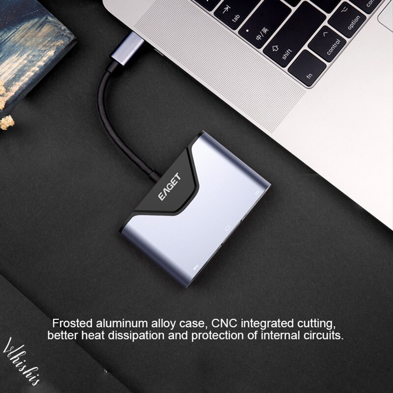 Eaget  ch06 -monitoimimuunnin, vga-liitäntä tv-projektorin näyttö, usb 3.0 -liitäntä u-levyhiiri, c-tyypin lataus macbook