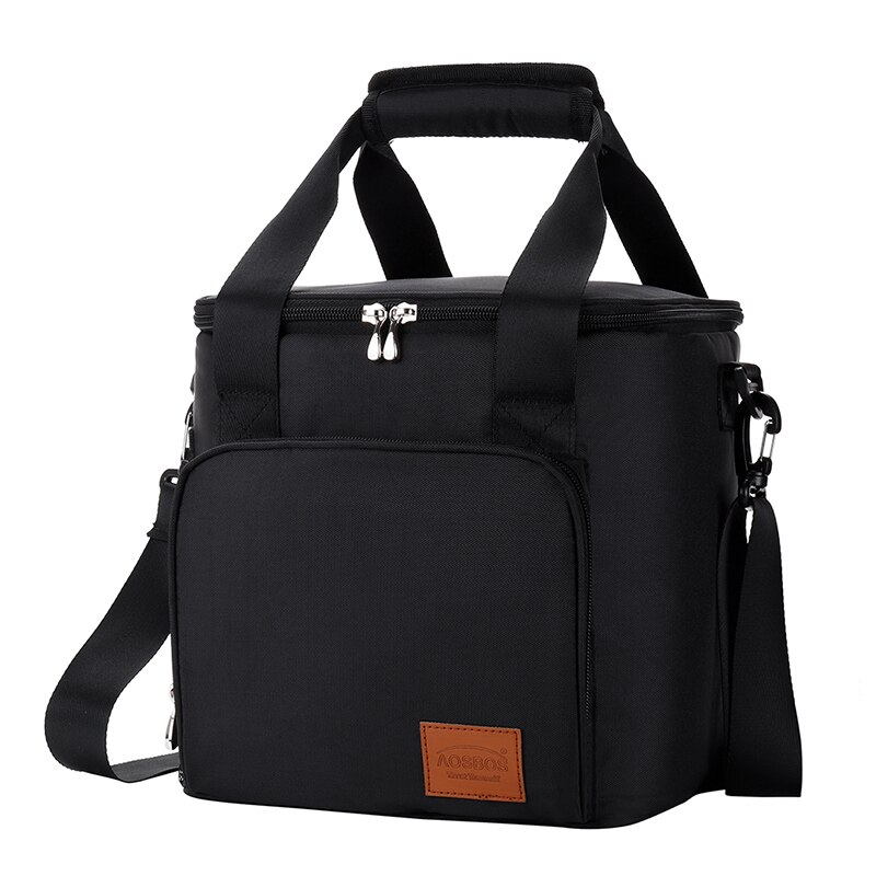 Aosbos Portable sac à bandoulière isotherme thermique sacs fourre-tout grands sacs de stockage de nourriture pour voyage adultes solide pique-nique sac à déjeuner: Black one bag