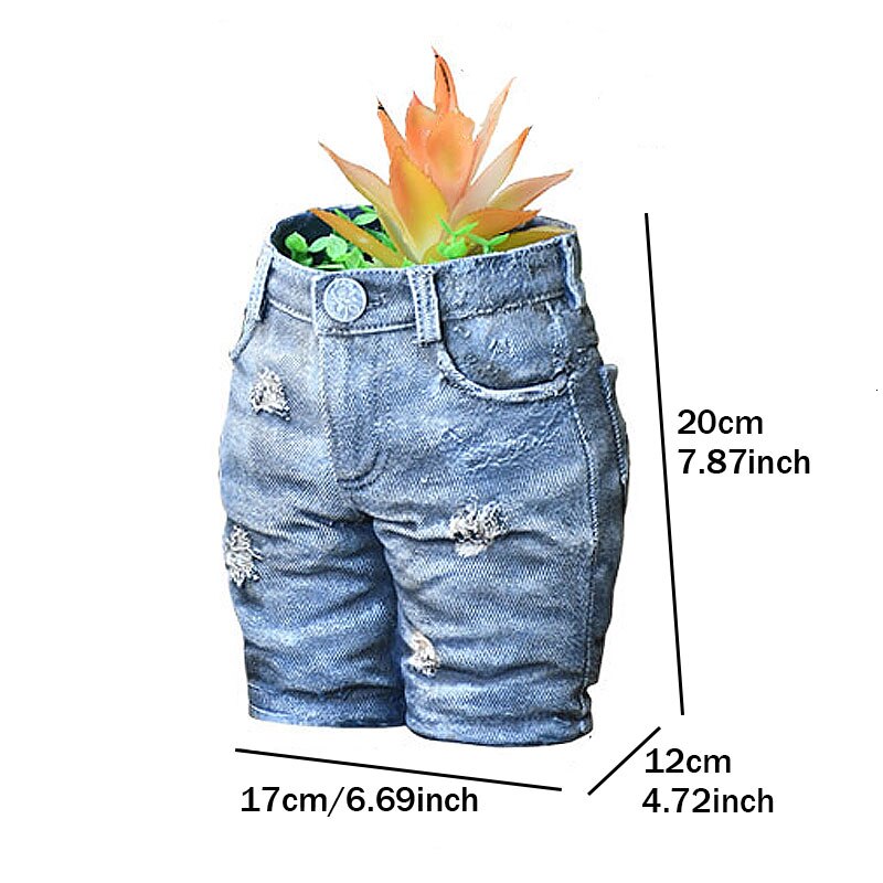 Denim Clothes Pants Resin Flower Pot Garden Flower Pot Ornament Hat