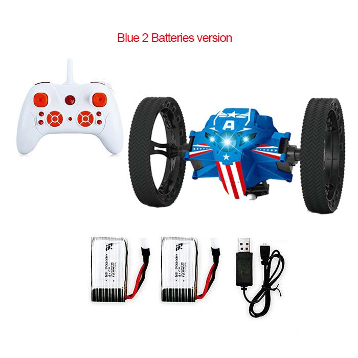 2.4G Remote Control Toys RC Car Bounce Car Jumping Car with Flexible Wheels Rotation LED Night Light RC Robot Car VS SJ88: 803-Blue2B